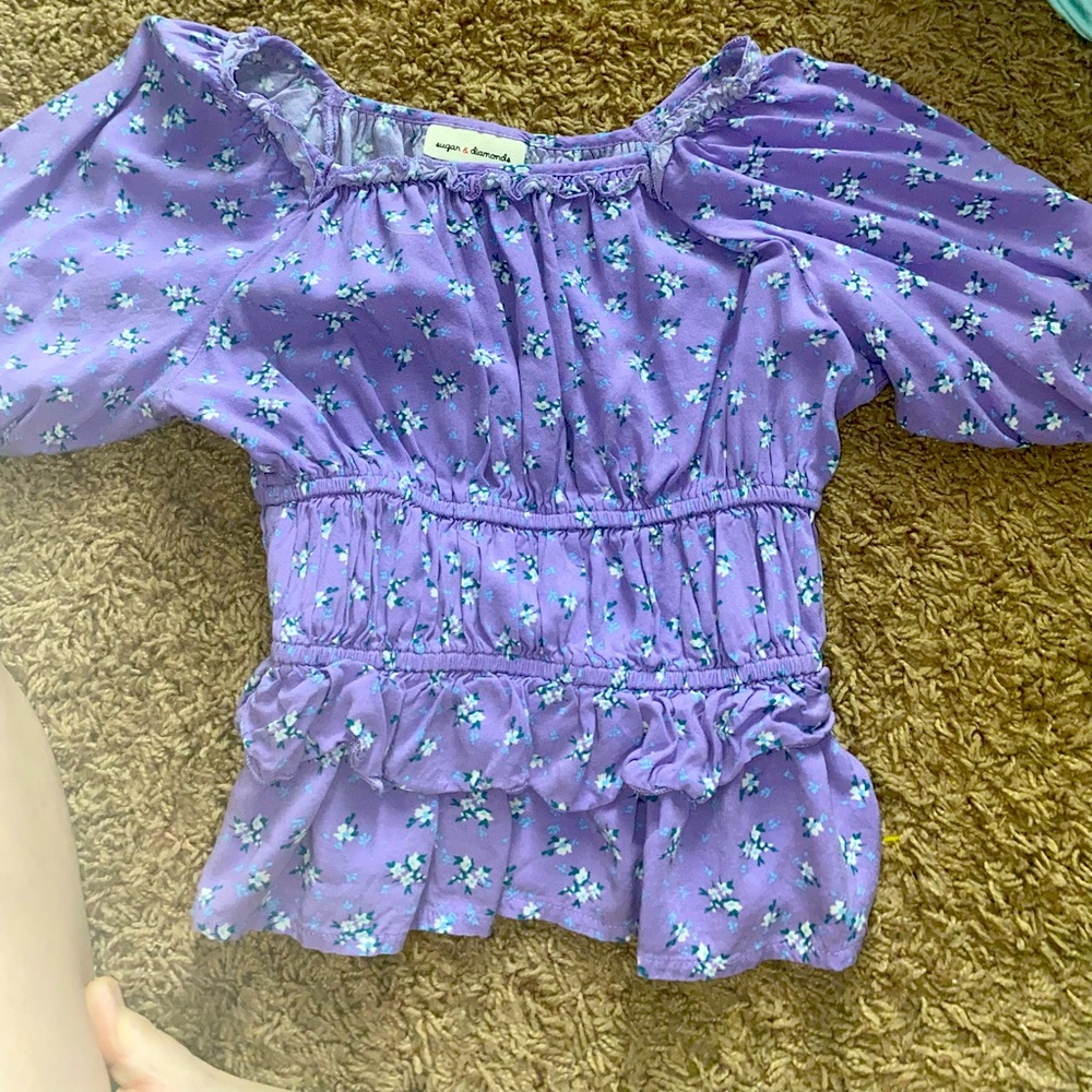 sugar diamonds shirt very cute purple with little flowers on it